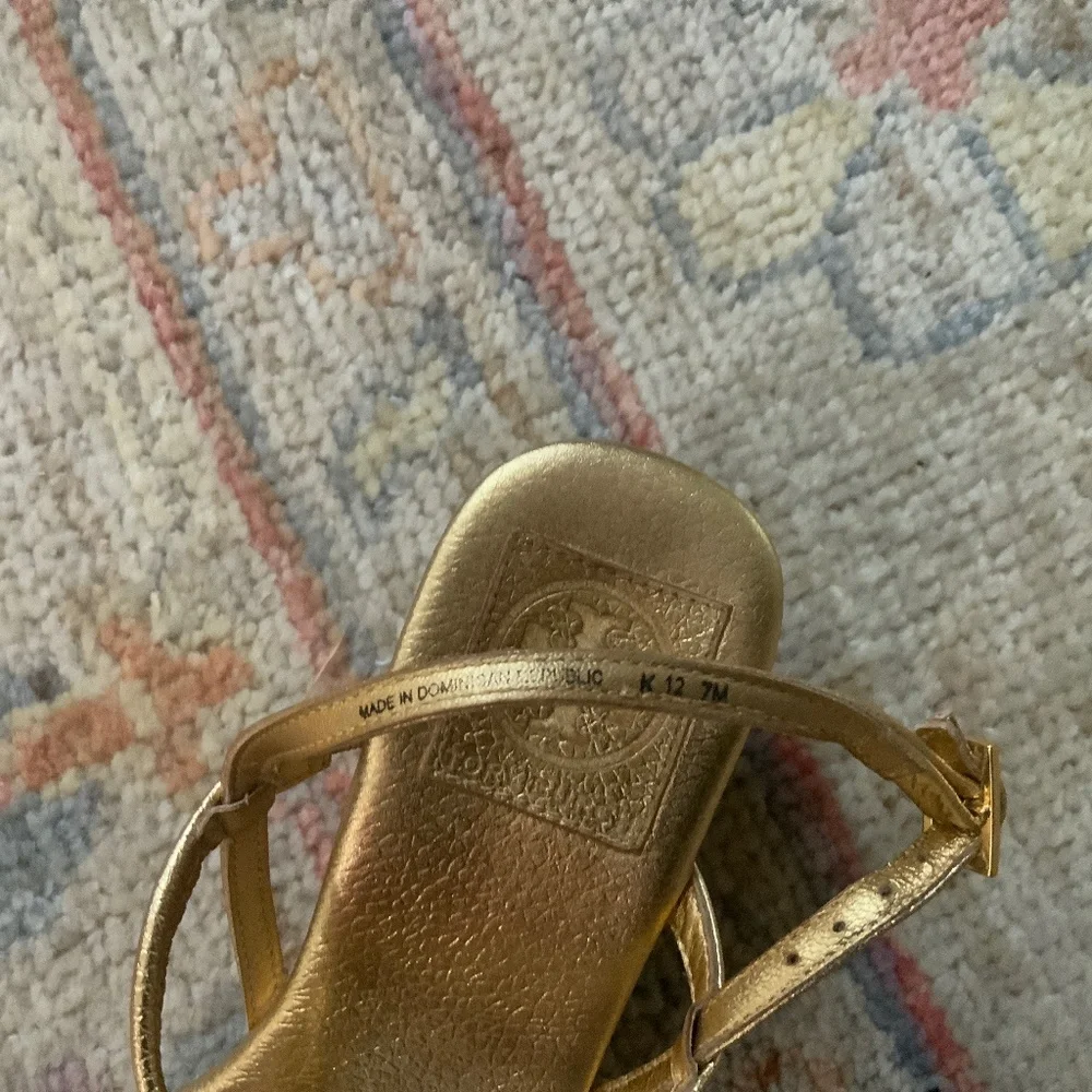 Tory Burch Gold Metallic T-Strap Sandals